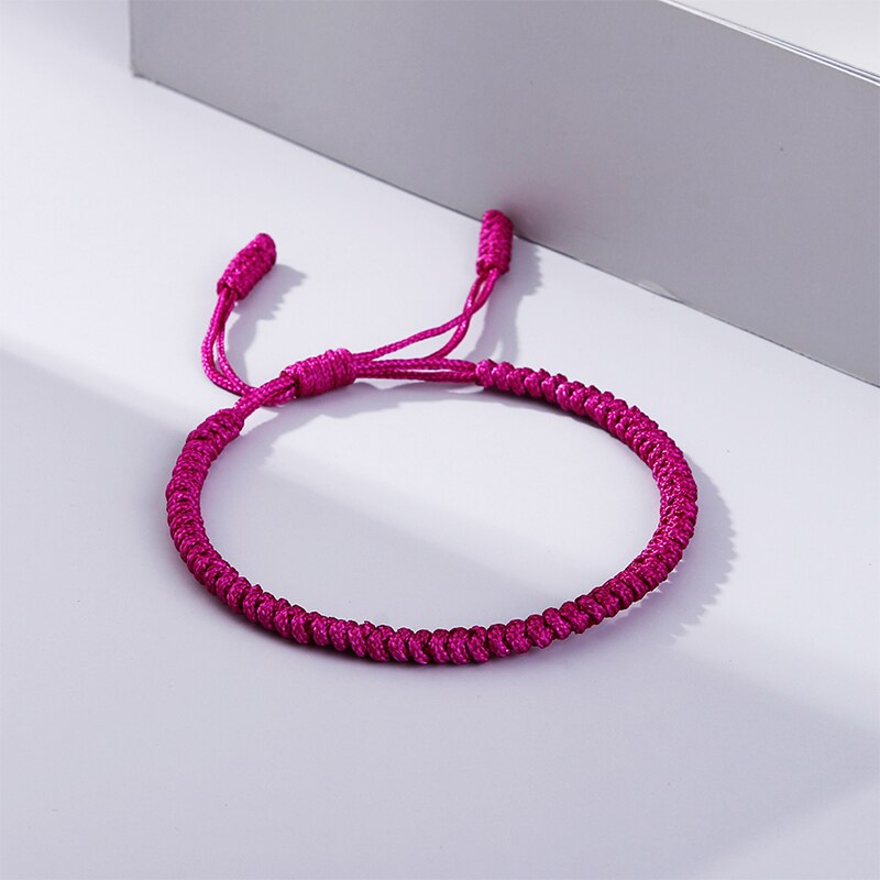 Handmade Bracelet Orange Braided Knot Rope Adjustable Charm Tibetan Buddhist Bracelets For Women Men Jewely Friend: Fuchsia