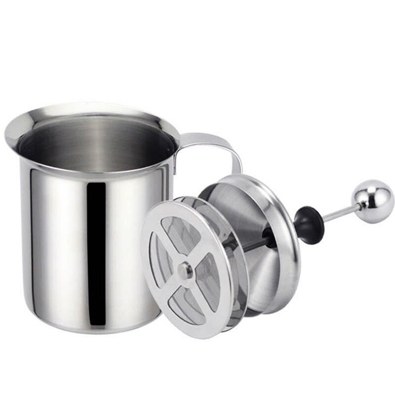 Manual Milk Frother Set 400Ml,Stainless Steel Double Mesh Milk Frothing Jug,Milk Creamer for Cappuccino & Fancy Coffee