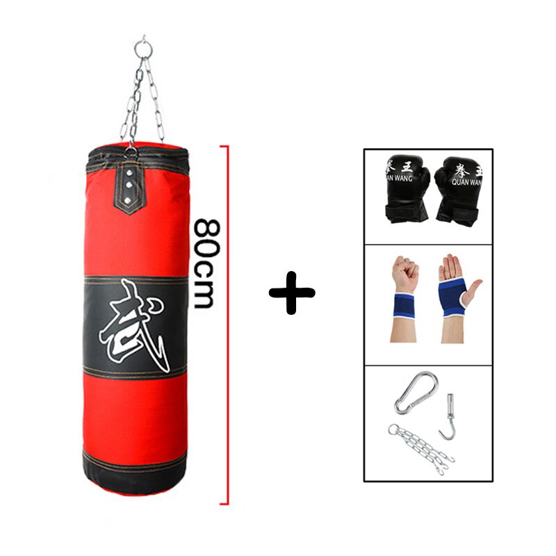 Träning fitness mma boxning boxningssäck set hängande boxning ihålig sandsäck tung muskulation boxningshandskar + handled: 80-3