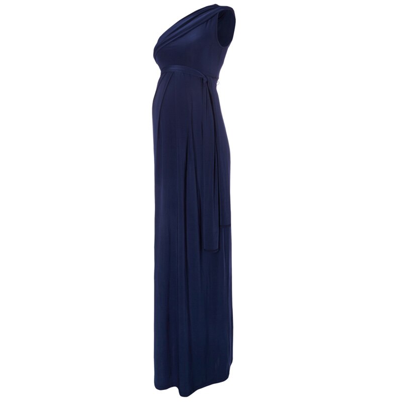 Mors dag en axel långa formella aftonklänningar för gravida kvinnor mammaklänning kontor dam fest vestidos s-xxxl: Blå / Xxxl