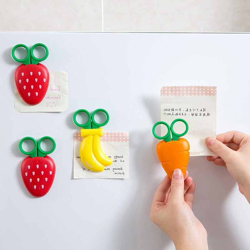 LMDZ Cute Cartoon Modeling Scissors with Magnet Refrigerator Subsidies Portable Student Kawaii Mini Scissors School Stationery
