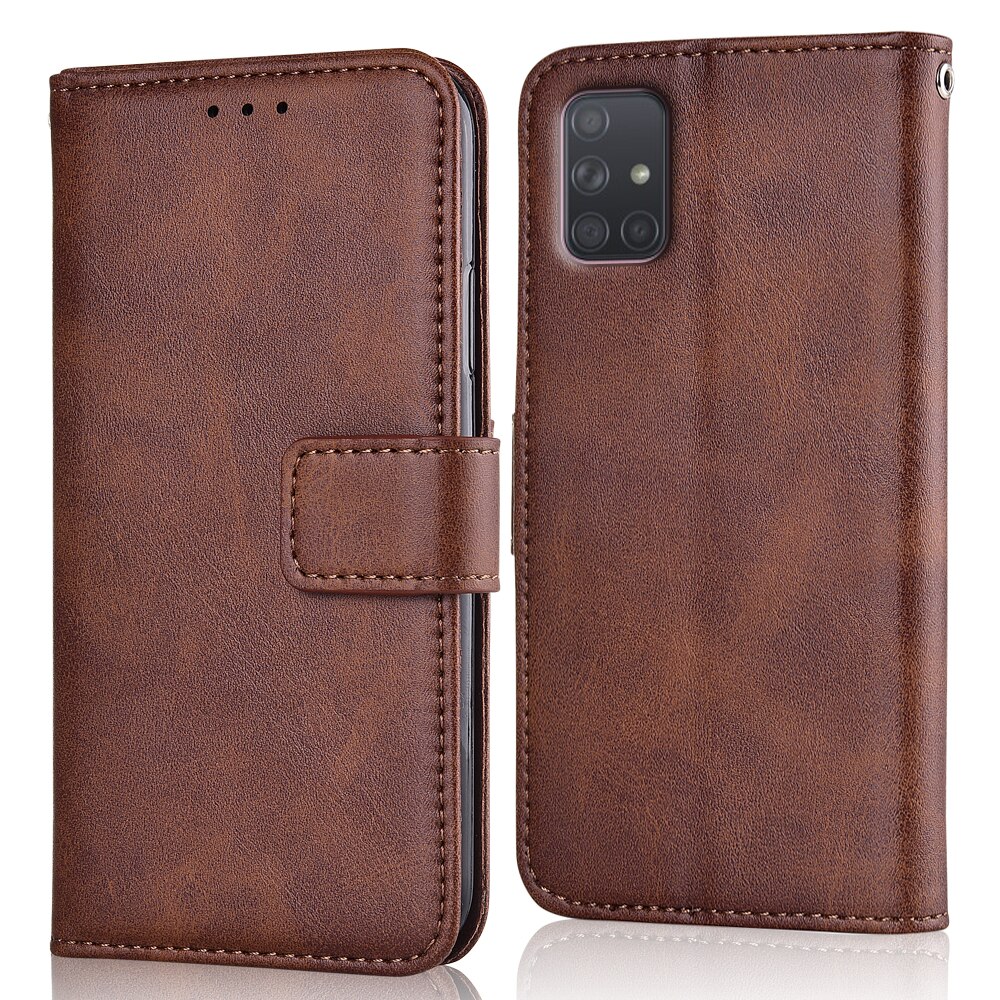 For Samsung A71 Case For On Samsung Galaxy A71 A 71 Coque Wallet Case For Samsung Galaxy A71 Book Flip Cover: niu-Brown