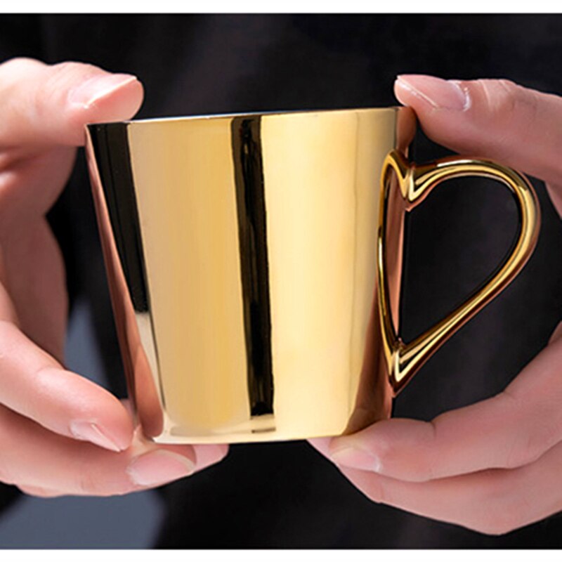 Tasses et soucoupes à café miroir en céramique, à reflet spéculaire, Style européen