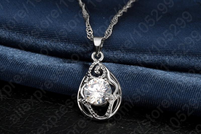 Conjunto de colgantes de circonia cúbica para mujer, de Plata de Ley 925 con gota de agua, collares, joyas de Boda nupcial de cristal, a precio de fábrica