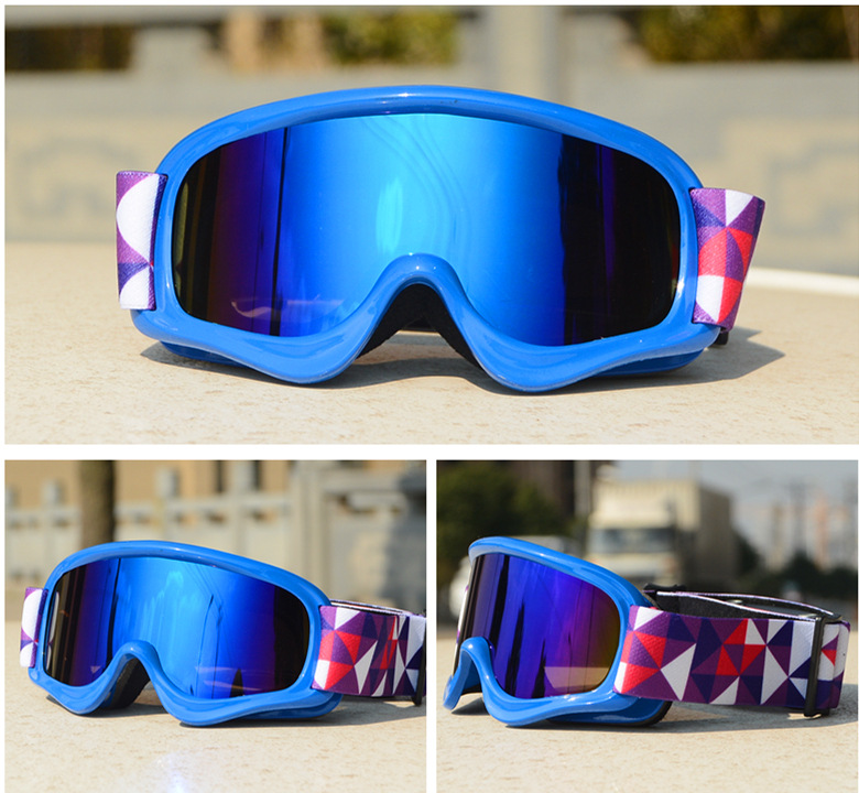 Crianças óculos de esqui duplo anti-nevoeiro uv400 crianças óculos de esqui neve esportes ao ar livre meninas meninos snowboard óculos: blue frame blue lens
