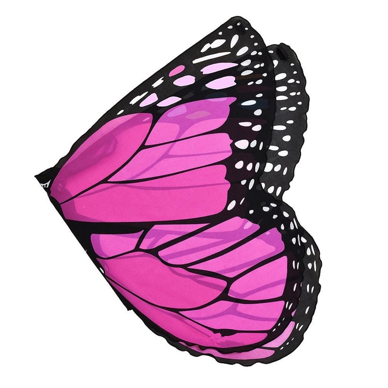 Chal de mariposa para niños y niñas, chal con mariposas de dibujos animados bohemios, accesorio de disfraz, ropa de princesa: Hot Pink