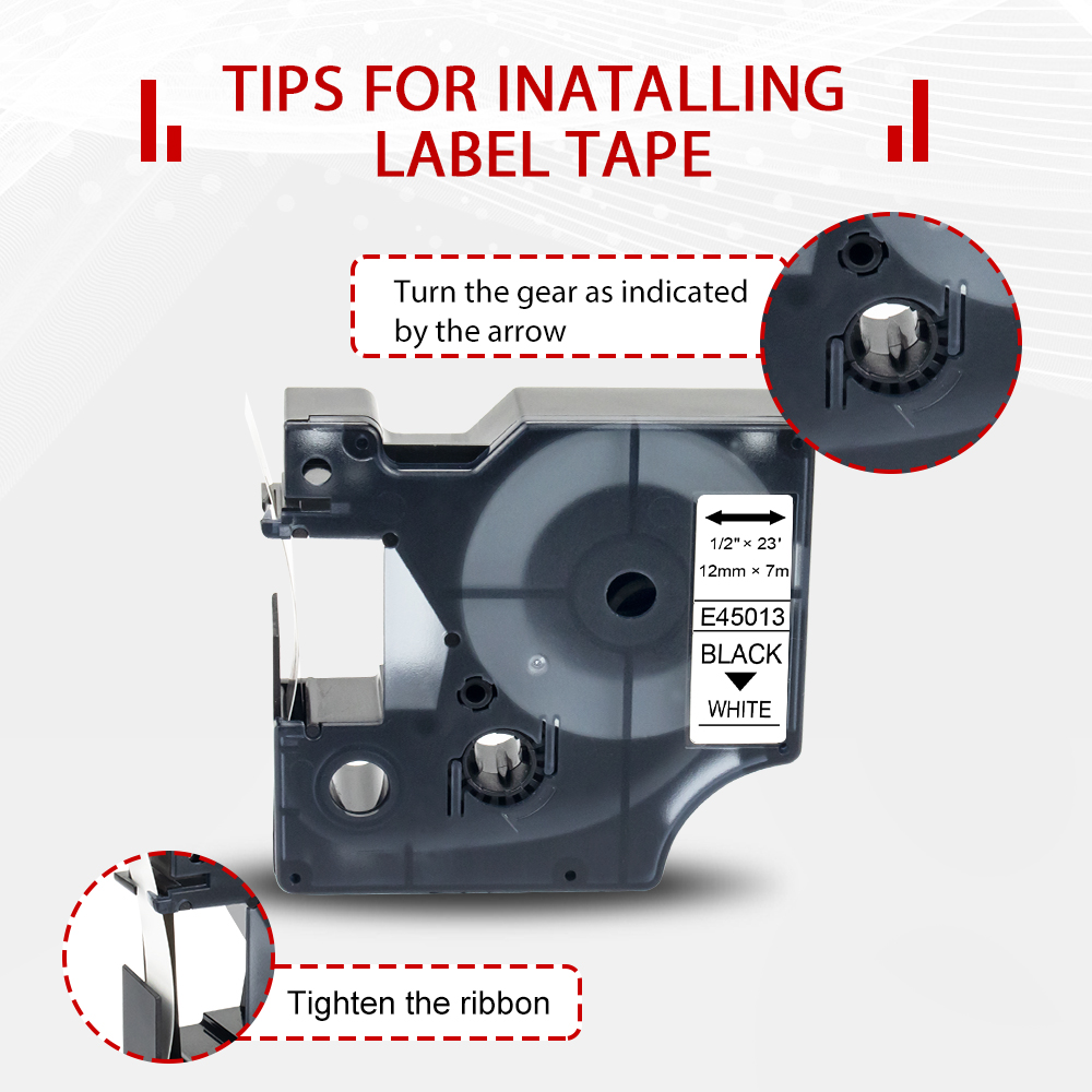 10PK 12mm 45013 Black on White For Dymo D1 45013 Label tapes Compatible for Dymo Label Manager 160 280 210 450 LM160 Label Maker