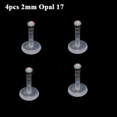 viel 4Stck Opal 17 Stein Bioplast Labret Monroe Lippe Zucht Feuer Opal Ohr Cartiliage Tragus Wendel durchbohren Zucht Ring 16g Körper Schmuck: 4Stck 2mm oben