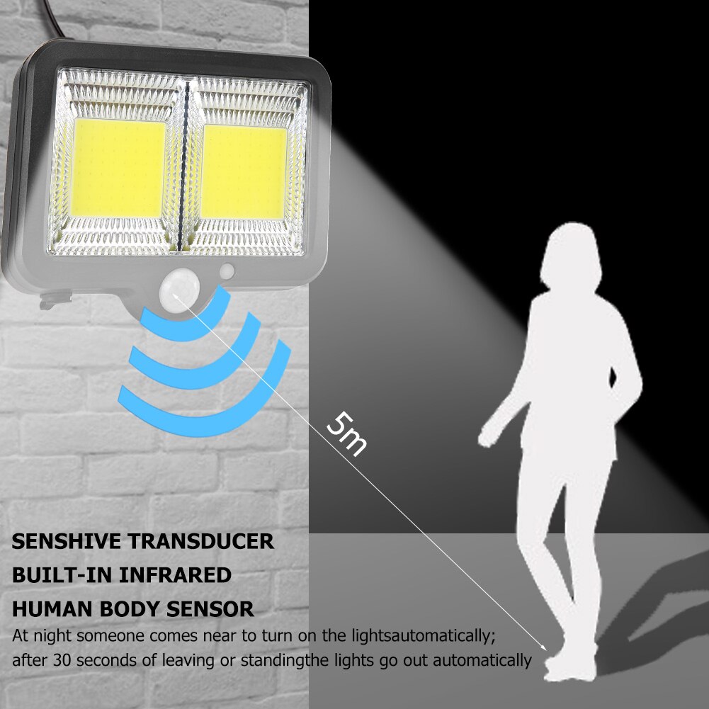 Remote Control LED Solar Wall Light Human Motion Sensor Waterproof Outdoor Solar Light for Garden Yard Pathway Street Lamp