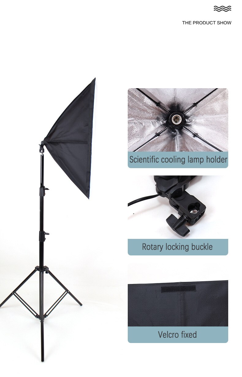 Kit de iluminación Softbox para fotografía, equipo de sistema de luz continua, Softbox para Kits de estudio fotográfico, 50x70CM