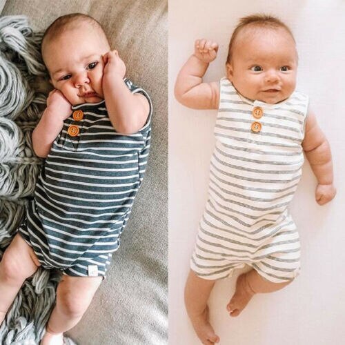 0-24 M abbigliamento per neonati pagliaccetto a righe per bambina vestiti per ragazzo tuta a righe senza maniche per bambina vestito estivo per neonato