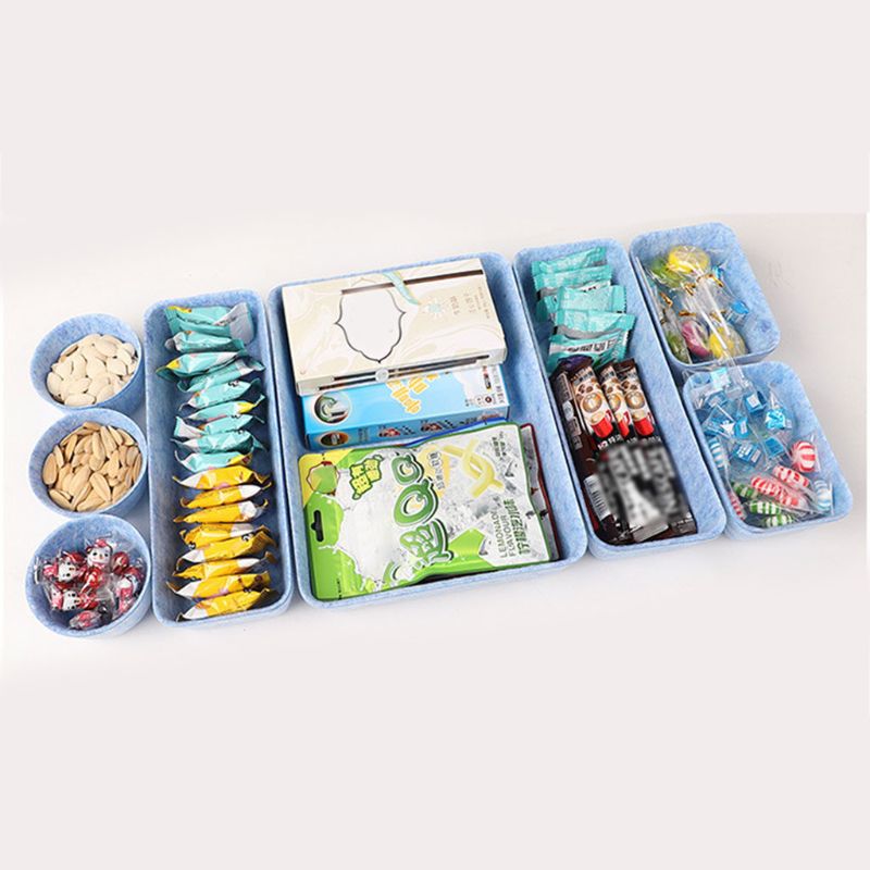 8 in 1 filt kontor skuffe arrangør bakker skuffer arrangører skraldespande skillevæg opbevaringsbakker organisator bin til makeup smykker