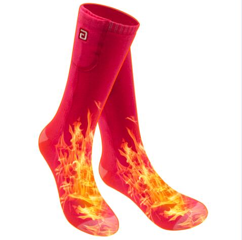 Vinter unisex opvarmede sokker med elektrisk genopladeligt batterisæt til kronisk kolde fødder termisk varm strikning bomuld sox: Lyserød