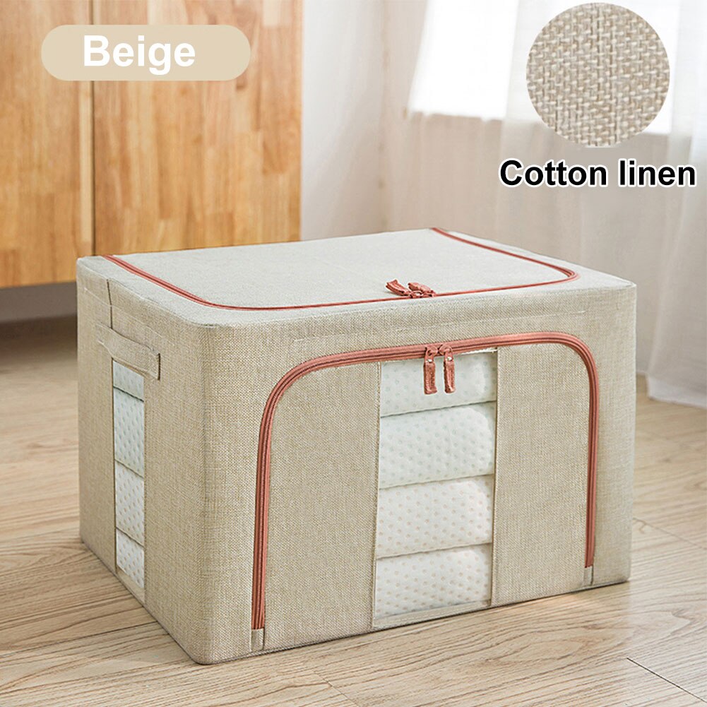 Sweater Home Zipper Space Saving Folding Steel Framework Organizer Large Capacity Clothes Storage Box With Transparent Window