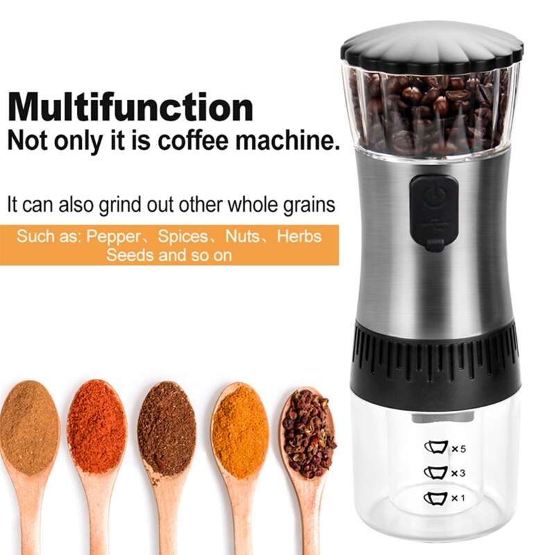 Electric Coffee Bean Mill Portable USB Automatic Household Stainless Steel Acrylic Grinders Small Coffee Machine Grinder
