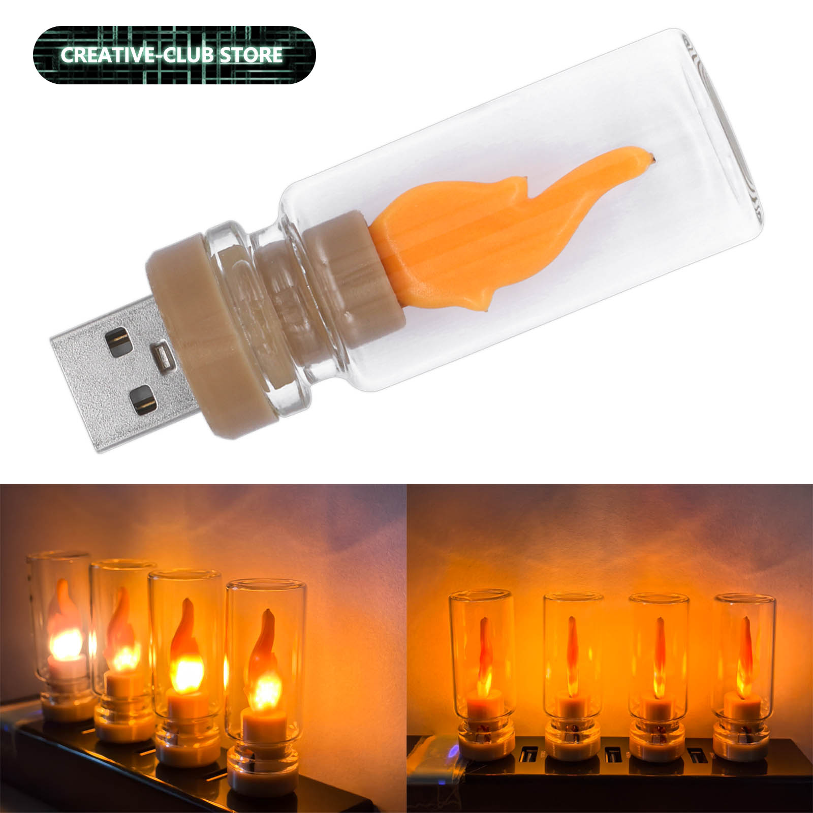 USB Flamme Birne Warm Gelb LED Nachtlicht Atmosphäre Licht LED Filament Licht LED Kerze Birne Kerze Birne Retro USB Auto Licht