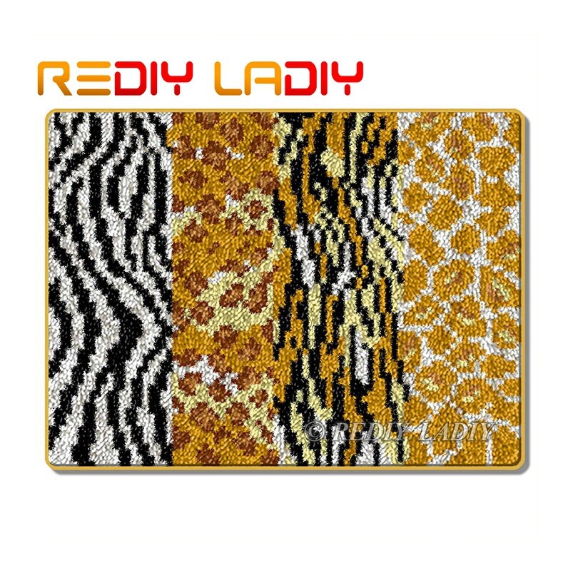 Latch Hook Rug Kits Make Your Own Rug Wild Animals Crocheting Cushion DIY Carpet Rug Acrylic Yarn Printed Canvas Hobby & Crafts