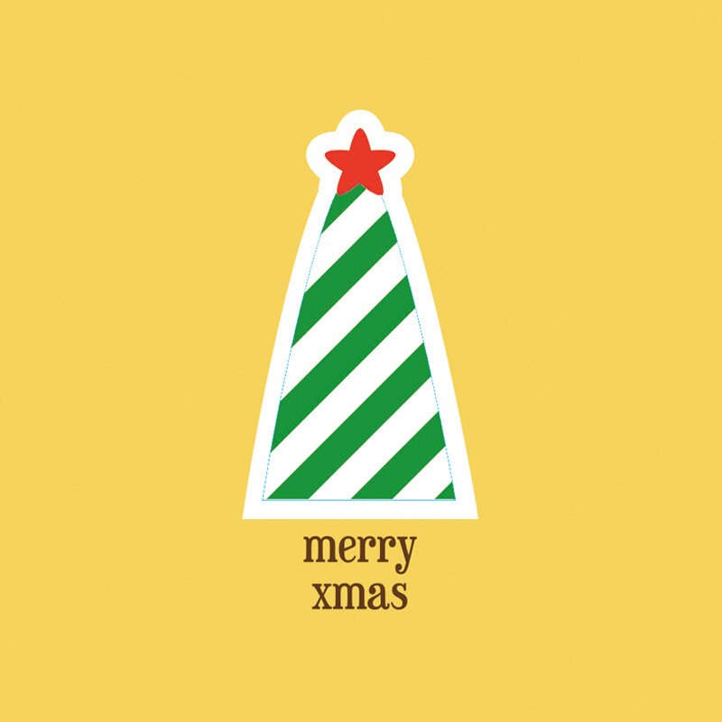 10pc søde tegneserie jul foldetype lykønskningskort familie fest invitationer tomme besked kort år velsignelse kort: Træ gul