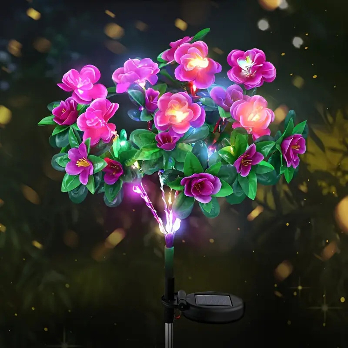 LED lumière solaire étanche azalée fleurs solaires lampe extérieure décorative pour jardin cour pelouse chemin éclairage mariage décor: Lune bleue / 0-5W
