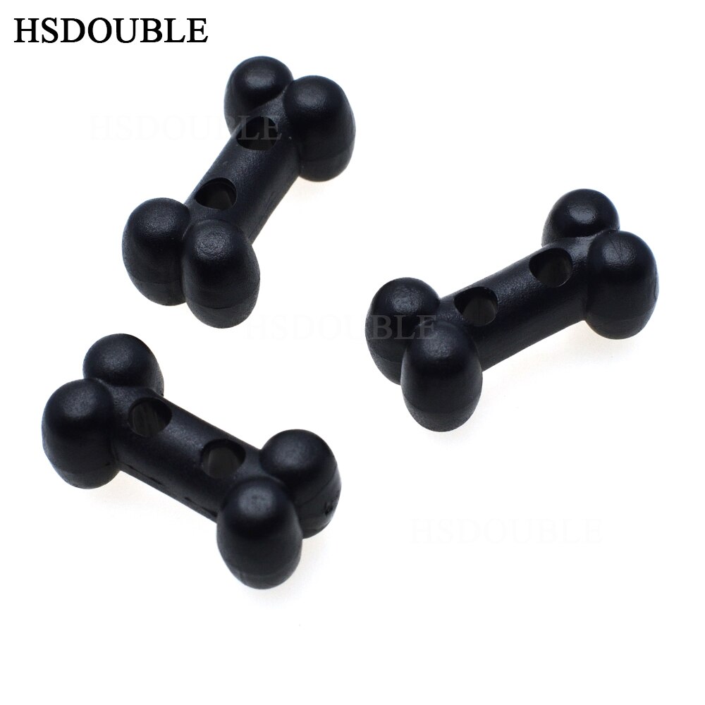 100pcs/pack Plastic Dog Bone Shape Button Cord Lock Toggle Stopper Black