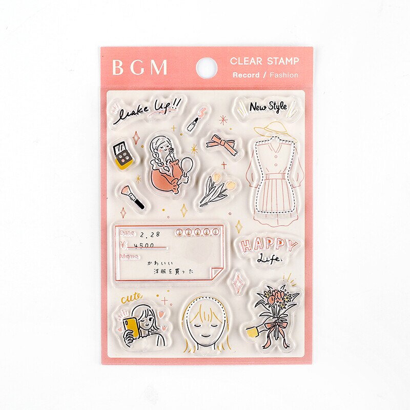 Japan BGM Clear Stamp Album Book, Acrylic Stamping Clear Block, Transparent Clear Stamps Seal,for Scrapbooking Craft Card Making: 06