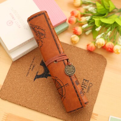Estuche de lápices de cuero Vintage para la escuela, estuche para lápices para niños y niñas, suministros escolares: 1