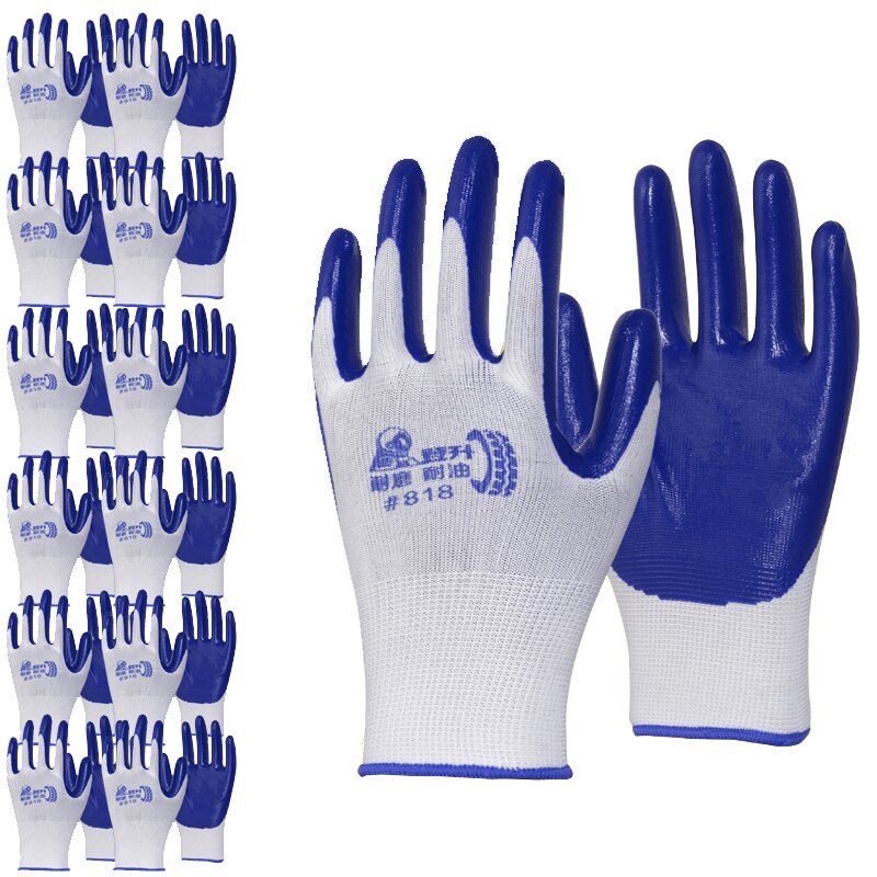 12 pairs Coating Work Gloves Palm Coated Gloves Mechanic Working Gloves