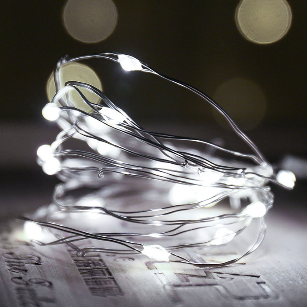 Guirlande lumineuse féerique Led en fil d'argent, alimentée par USB, étanche, pour l'extérieur, décoration DIY, , fête de mariage, noël: changeant / 13W