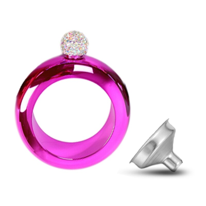 Bracelet alcool Hip flacon avec couvercle en diamant rond Chic vin 3.5oz whisky Vodka alcool Flagon Drinkware + 1 entonnoir: RH