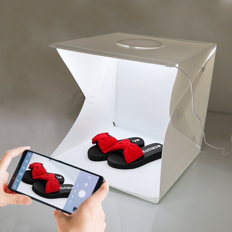 LED*2 Folding Lightbox 30*30 Portable Photography Photo Studio Softbox Adjustable Brightness Light Box For DSLR Camera