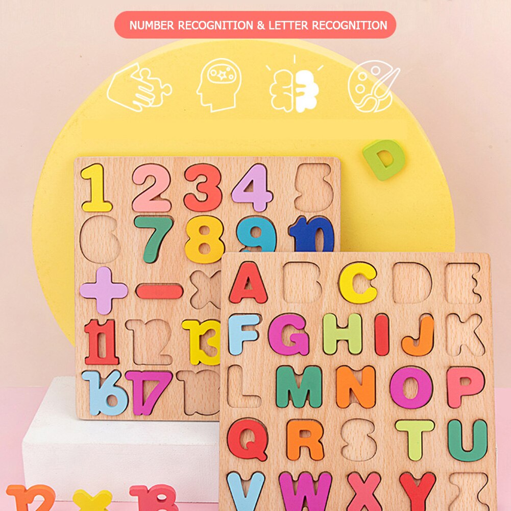 Educatief Alfabet Digitale Puzzel Houten Speelgoed Kinderen Aantal Brief Jigsaw Learning Toy Matching Puzzel Voor Kinderen