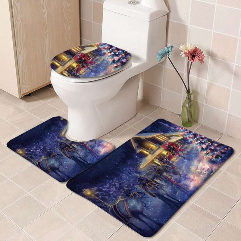 3 stk / sæt tredelt badeværelsesmåtte sæt skridsikker absorberende tæppegulvmåtte superblød toiletpude: Nummer 6