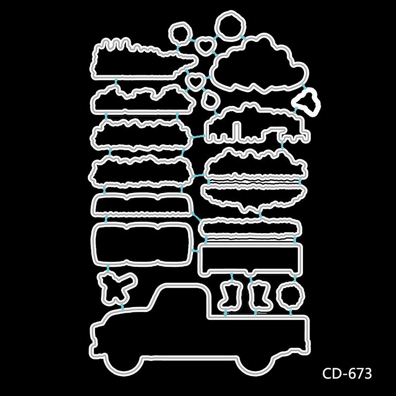Zhuoang stor lastbil klare stempler og metal skærematricer sæt til gør-det-selv scrapbog fotoalbum dekorativ prægning stencial: Dør -673
