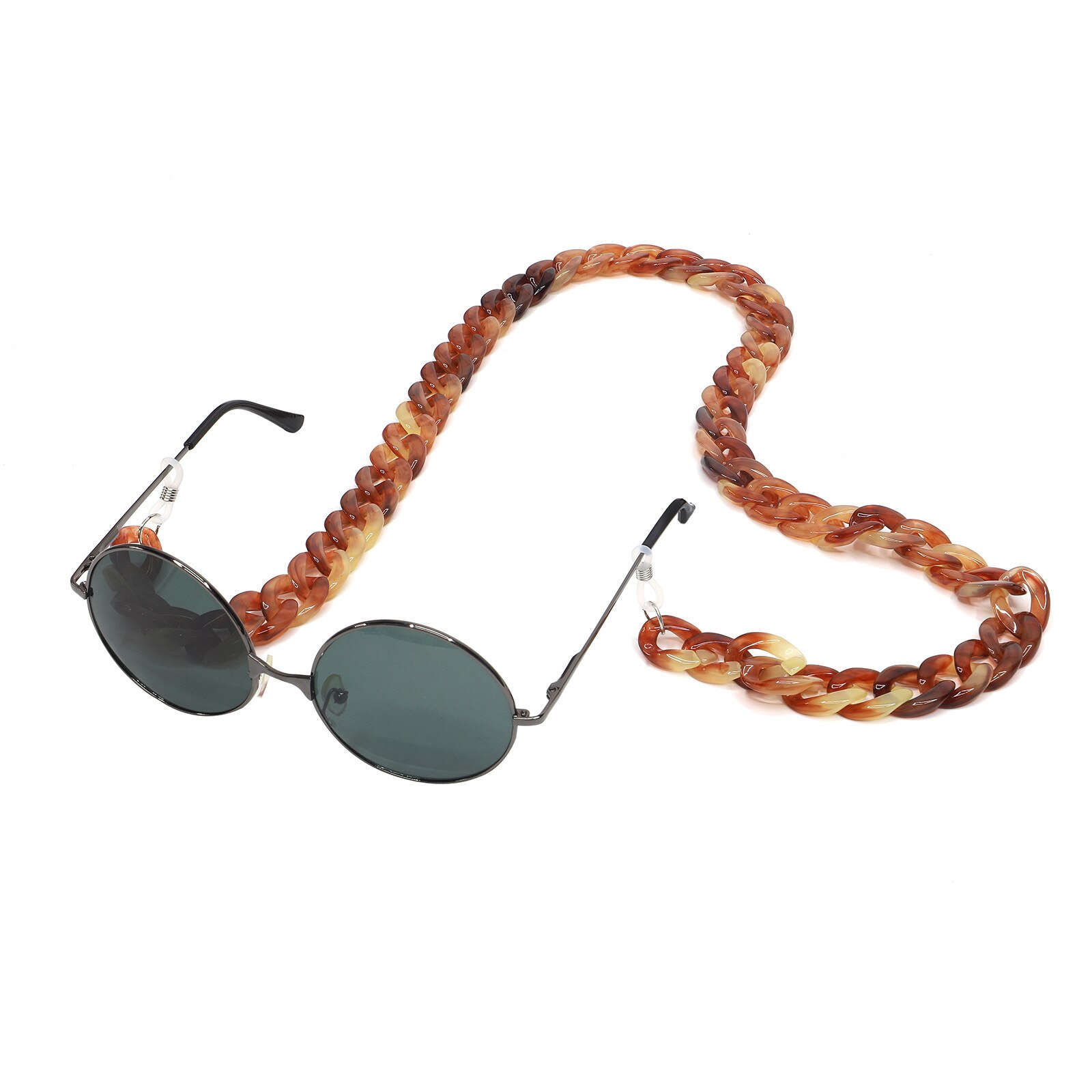 Chaînes de lunettes de soleil en acrylique marron larges pour femmes et filles, cordon réglable pour lunettes de lecture