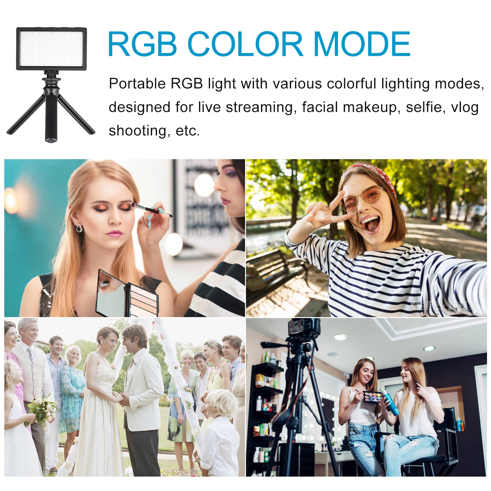 LIYADI-Lámpara de Color RGB para cámara, 50 Uds. De luz LED para vídeo, modos de iluminación 9, 12 niveles de brillo, 3200 ~ 5600K, luz de relleno de Color