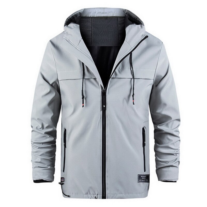 Lente Herfst Outdoor Dunne Wandelen Jas Heren Hooded Effen Kleur Windjack Jas Winddicht Waterpoof Grote Maat Jas Mannen: khaki / 4XL