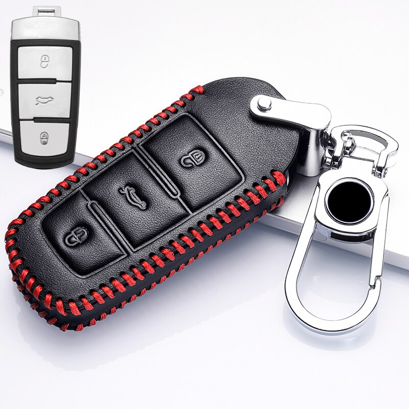 Funda para mando a distancia del coche, cubierta de cuero para llave de Volkswagen VW Passat CC B6 B7 B7L CC R36 Maogotan B5 Passat 3C: 009-BK-R