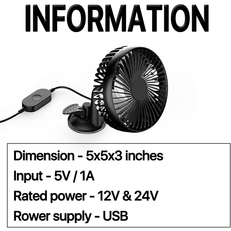 -Car Auto Cooling Fan Automobile Clip Fan Powerful Quiet Ventilation Electric Car Fans With USB Plug For Car/Vehicle