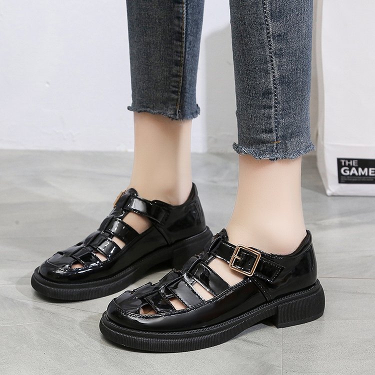 Comfort Schoenen Voor Vrouwen Ademende Platte Sandalen Pak Vrouwelijke Beige Klompen Met Hak Mary Jane Zonder Zwarte Mode Dikke Meisjes lo