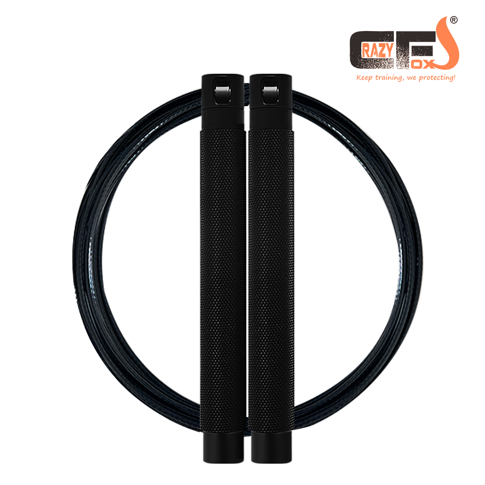 Cable Speed Rope - Adjustable Tangle Free Jump Rope with Ball Bearings,줄넘기 ,saltar la cuerda: black