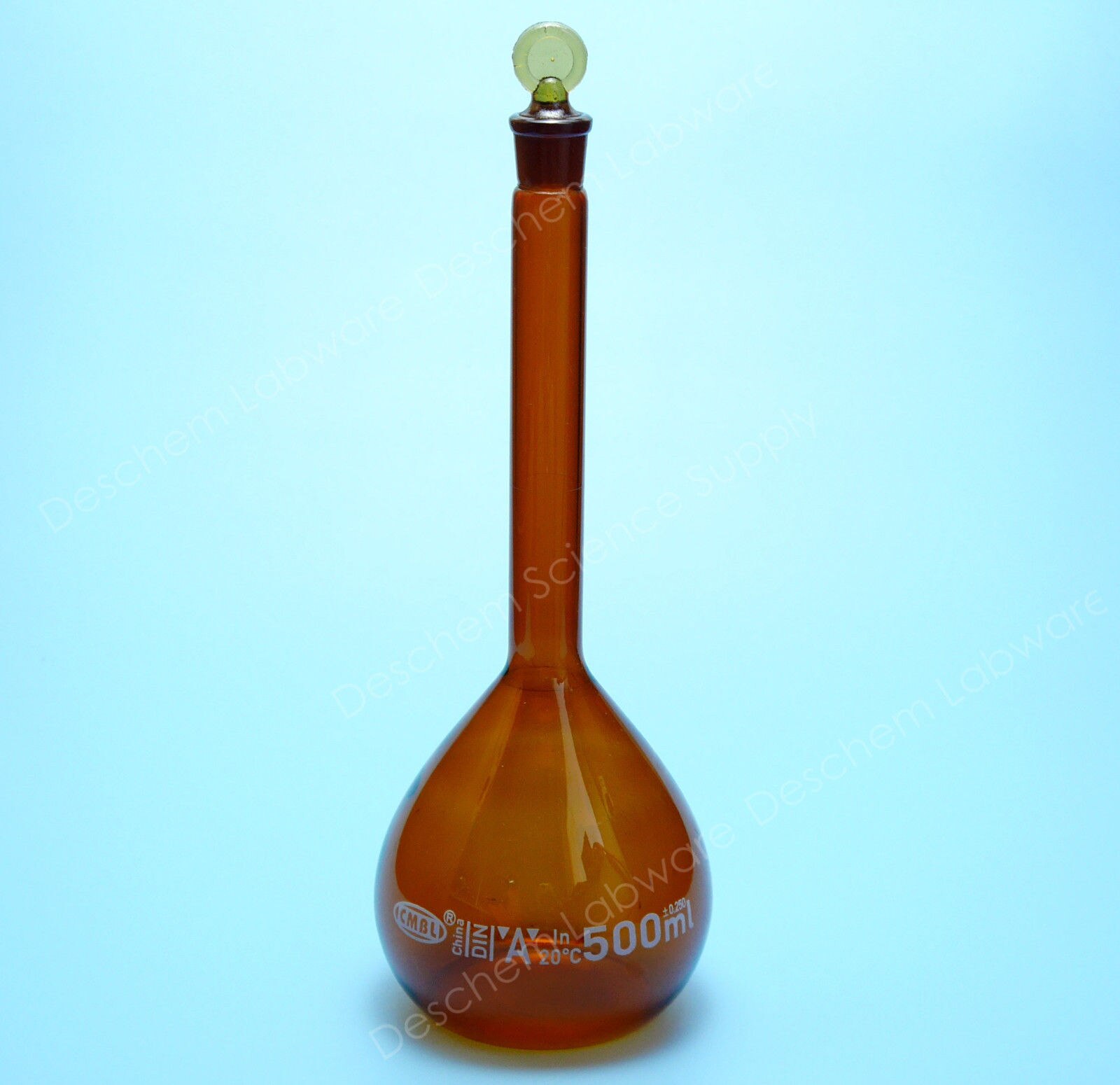 500ml,Amber Brown Volumetric Flask,Glass Bottle,W/Stopper,Lab Chemical Glassware