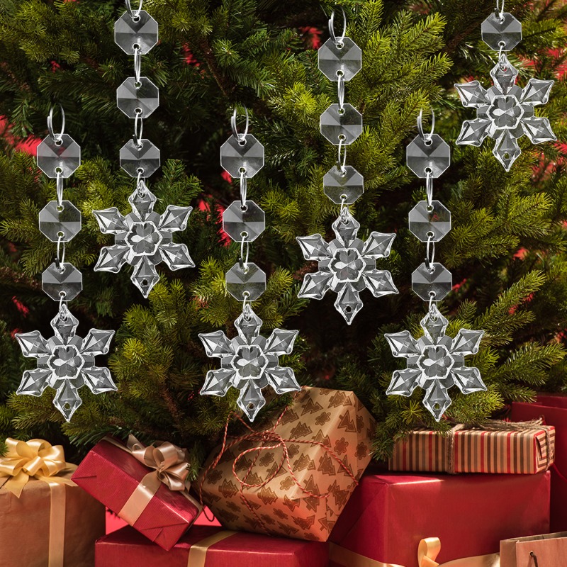 5-48 Stuks Kerst Ornamenten Kristal Boom Decoraties Transparante Ijs Strip Hanger DIY Teardrop Kroonluchter Kerst Bruiloft Kralen