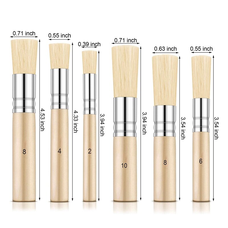 12 Pieces Wooden Stencil Brushes Painting Bristle Brushes for Acrylic Oil Watercolor Art Painting Stencil Project