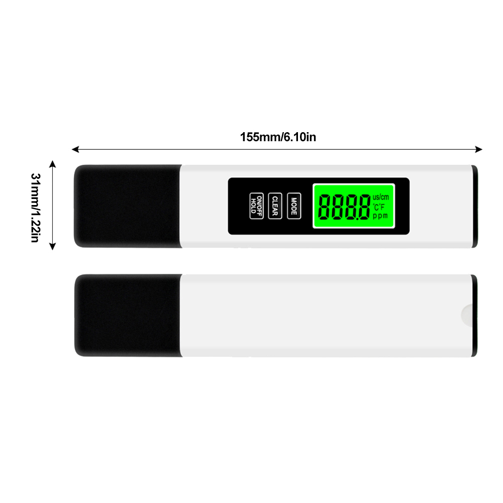 digital Vann tester 4 i 1 - TDS Måler 0-9990 PPM - Bakgrunnsbelyst LCD til Bassenger, Drikkevann, Akvarier