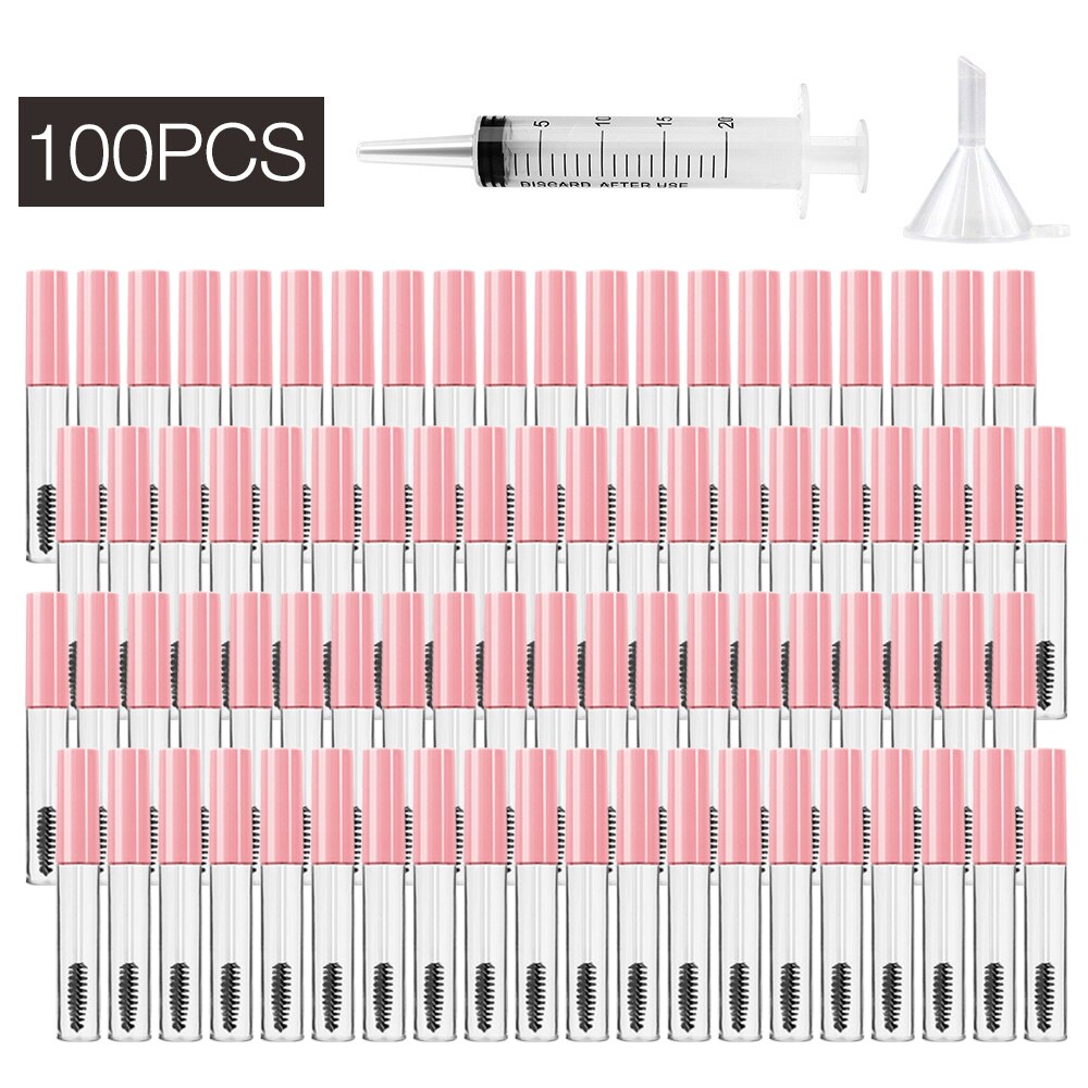 50/100 kpl 10ml tyhjää kosmetiikkasäiliötä ripsien tuubi ripsiväri voidepullo säiliö täytettävät pullot meikkityökalut: 100 kpl vaaleanpunainen