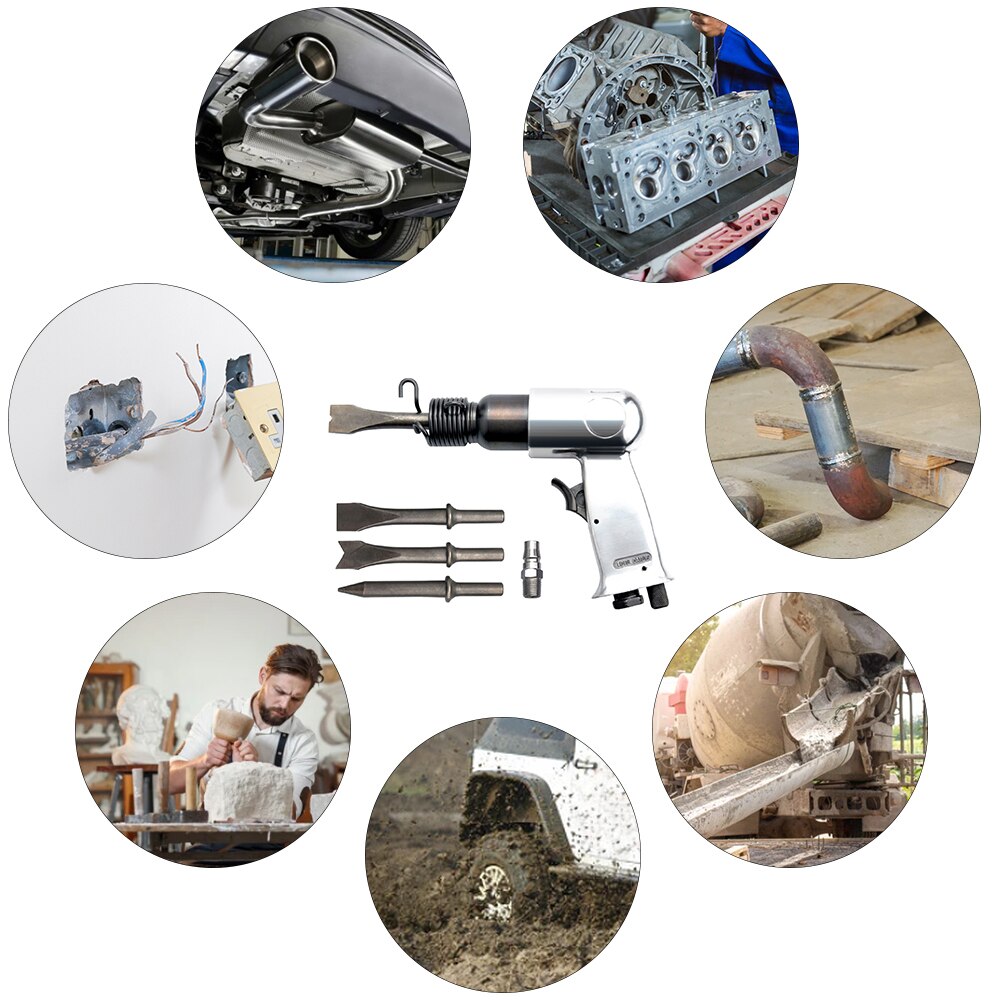 1/4 Inch Air Inlet Powerful Air Hammer Mini Pneumatic Chisel Kit Portable Air-operated Hammer Shovel Tool for Concrete Grooving