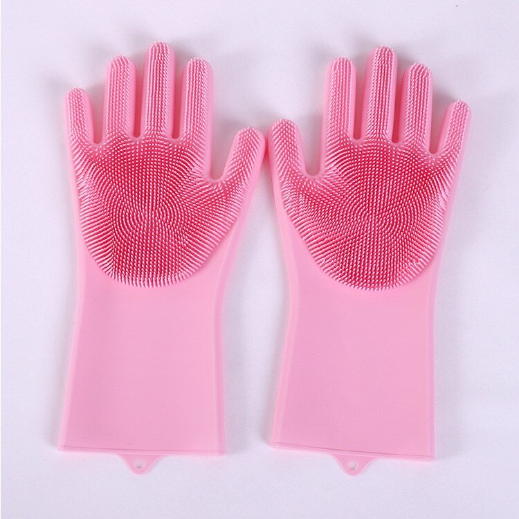 1 Paar Magic Dish Wassen Handschoenen Scrubber Rubber Keuken Schoon Gereedschap Multifunctionele Silicone Cleaning Handschoenen Voor Huishoudelijke: Roze / 185g