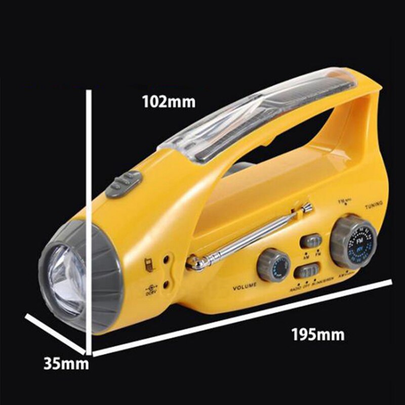 Hand-Crank Emergency Radio, Flashlight, Beacon, Cell Phone Charger