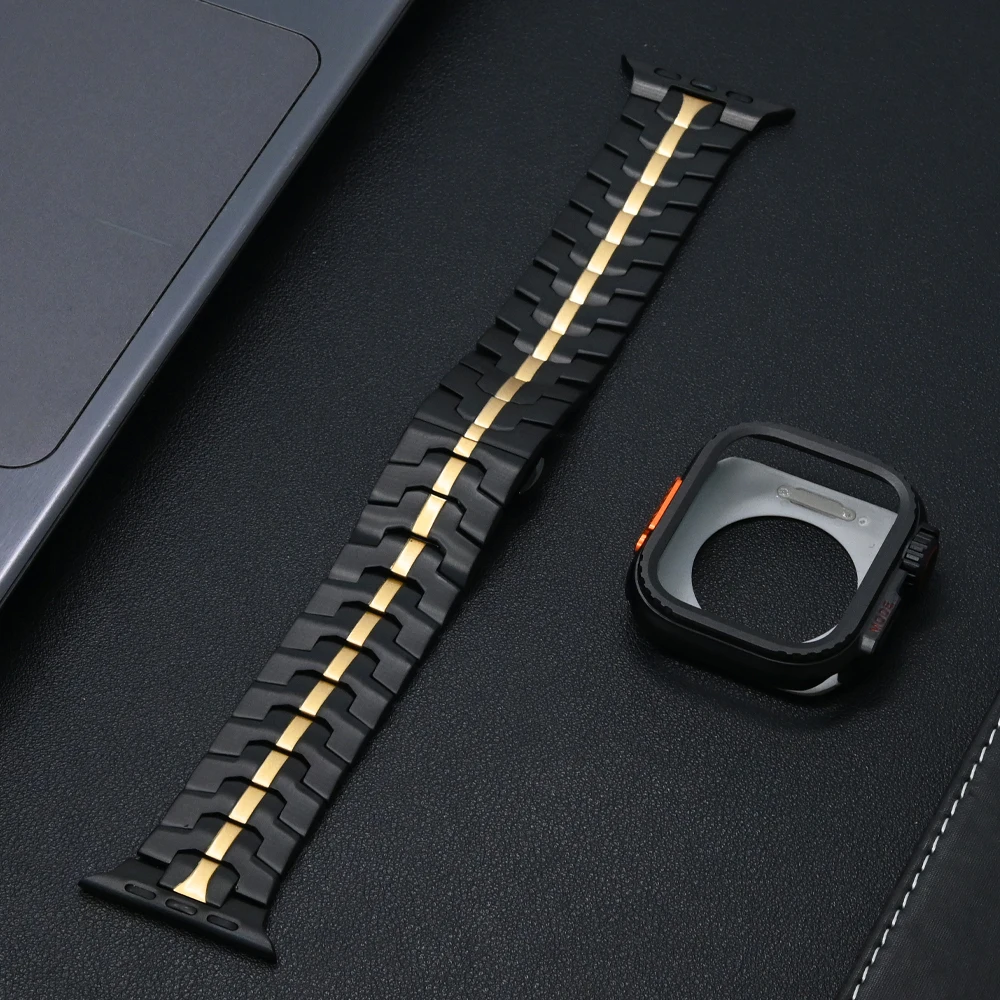 Roestvrij stalen band voor Apple Watch-band 49 mm 46 mm 45 mm 44 mm Vlindergesp Link-armband + kast Iwatch 10 9 8 7 6 5 Se Ultra