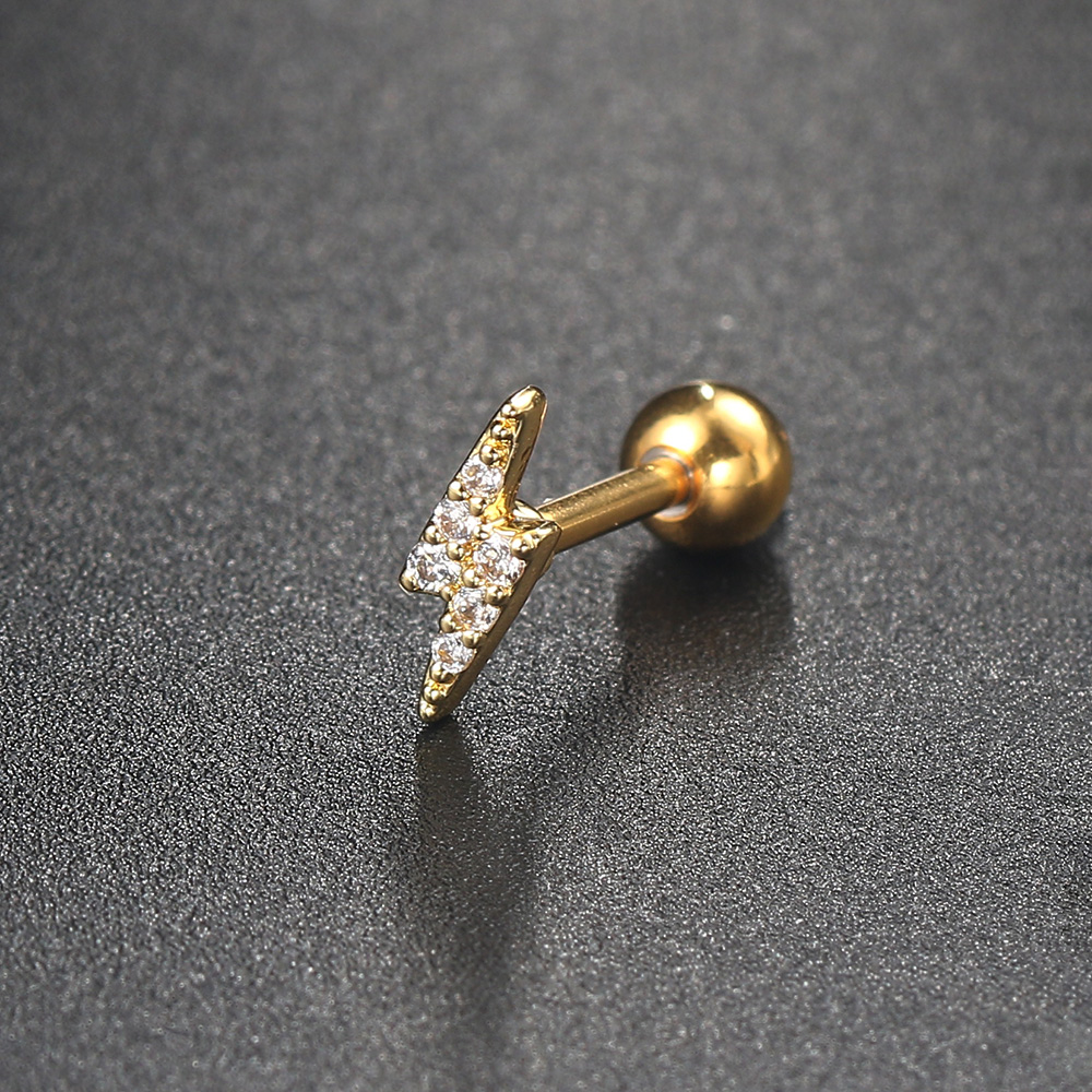 Daith Piercing Bliksem Oorbellen Voor Vrouwen Sieraden 1Pc Gold Kleur Tragus Helix Septum Piercing Kraakbeen Ear Rvs